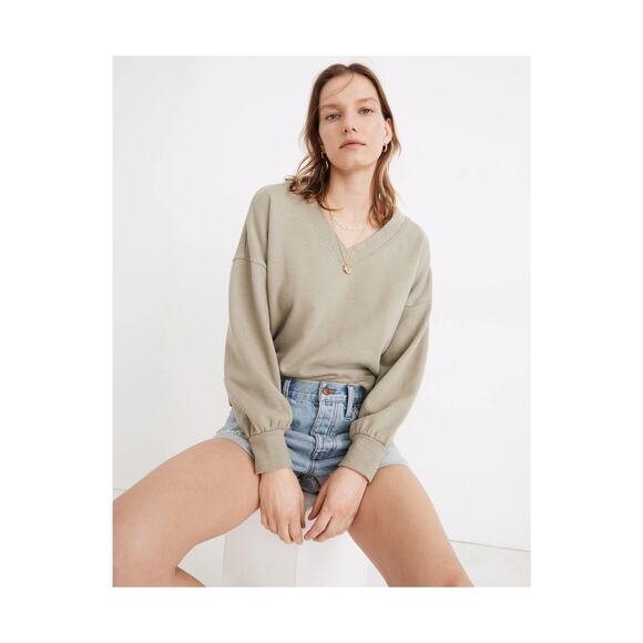 MADEWELL Hemp-Cotton V-Neck Sweatshirt Forgotten Landscape Size Small - Picture 1 of 16